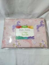 Kids Zone Twin 3-Piece Sheet Set Unicorns Floral