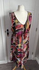 BM Colourful Tropical Leaf Print Sleeveless Swing Tunic Dress UK 24 XXL B47