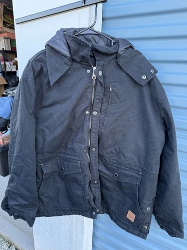 Men's Stanley Hooded Canvas Heavy Duty Workwear Jacket Sherpa Lining Size L - product listing photo