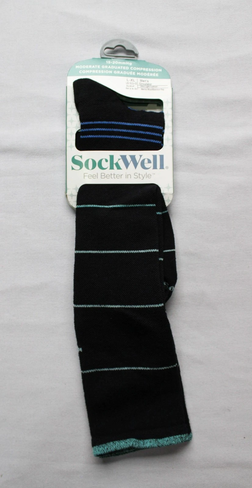 SockWell Men's Moderate Graduated Compression Socks ZG3 Black Multi Size L/XL