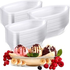 Rtteri 100 Pcs Banana Split Boat Plate 12oz Disposable Ice Cream Sundae Bowls Cl