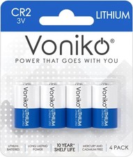 CR2 3V Lithium Batteries 4-Pack , CR2 3 Volt High Power Lithium-Battery 10 Year