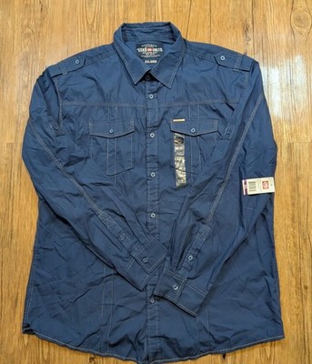 Marc Ecko Men's Classic Blue Button Down Woven Shirt NWT B34