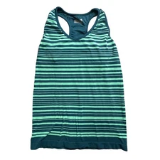 Athleta Striped Tank Top Women's Racerback Sleeveless Teal Green Large L