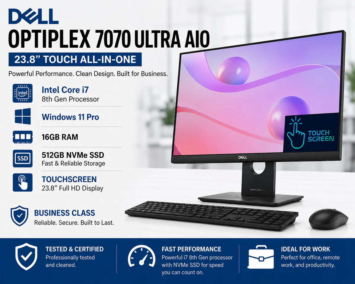 Dell USB-C Intel Core i7 8th Gen. PC Desktops & All-In-One