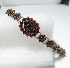 VINTAGE NATURAL BOHEMIAN GARNET STERLING SILVER BRACELET 6 3/4
