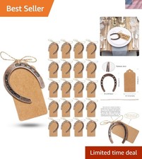 20pcs Good Lucky Horse Shoes with Kraft Tag, Metal Mini Craft Horseshoes Deco...