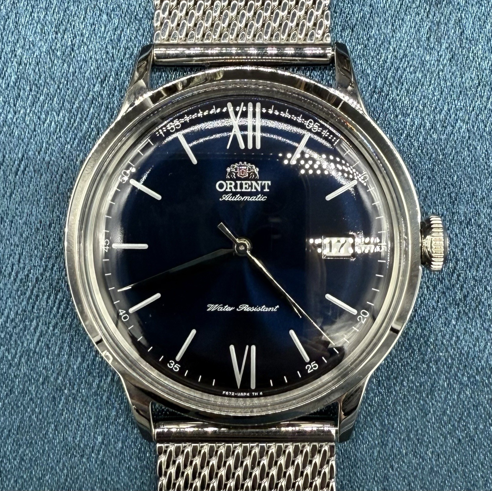 ORIENT BAMBINO V6 40.5MM MENS WATCH WITH OEM MESH BAND IN MINT CONDITION