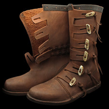 Authentic Handcrafted Medieval Leather Boots with Rounded Toe ReenaCTMENT Shoes
