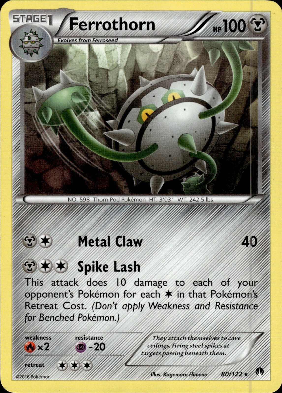 Pokemon TCG Card Ferrothorn Metal XY - BREAKpoint BKP 80/122 2016