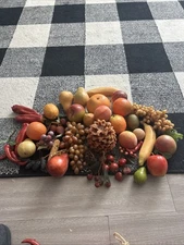 Vtg Lot Of Faux Fruit And Vegetables All Individual  And Pine Cone Candle