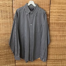 American Living Men's Black White Check Button-Up Shirt Long Sleeve Large