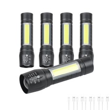5 Pack Mini Small Pocket LED Flashlight USB-C Rechargeable High Lumens Bright...