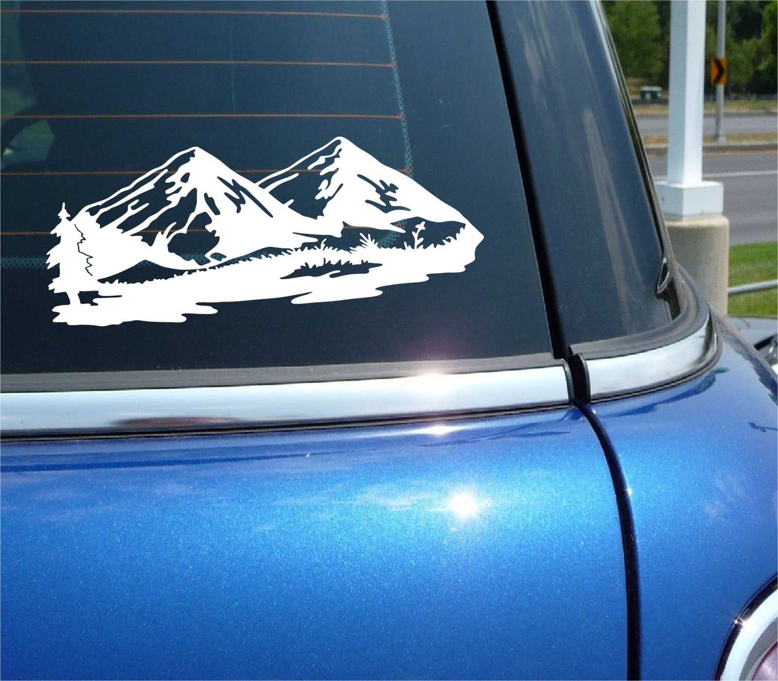 Two Mountains Scenery Hiking Nature Decal Sticker for Car Truck