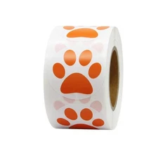 Hcode 1.5" Round Orange Bear Paw Print Stickers Dog Puppy Paw Stickers Bear Paw