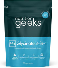 Magnesium Glycinate 3-in-1 Complex 1800mg - 90 Vegan Capsules, UK Made 0.09 per thousand milligrams