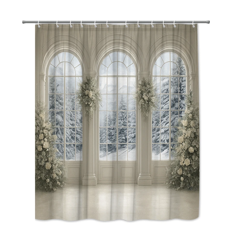 Cortina de ducha Winter Wonderland - Elegante escena nevada Foto 3 de 4