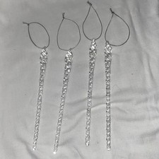 Vintage Clear Blown Glass Swirl Icicle Christmas Ornaments Set Of 4