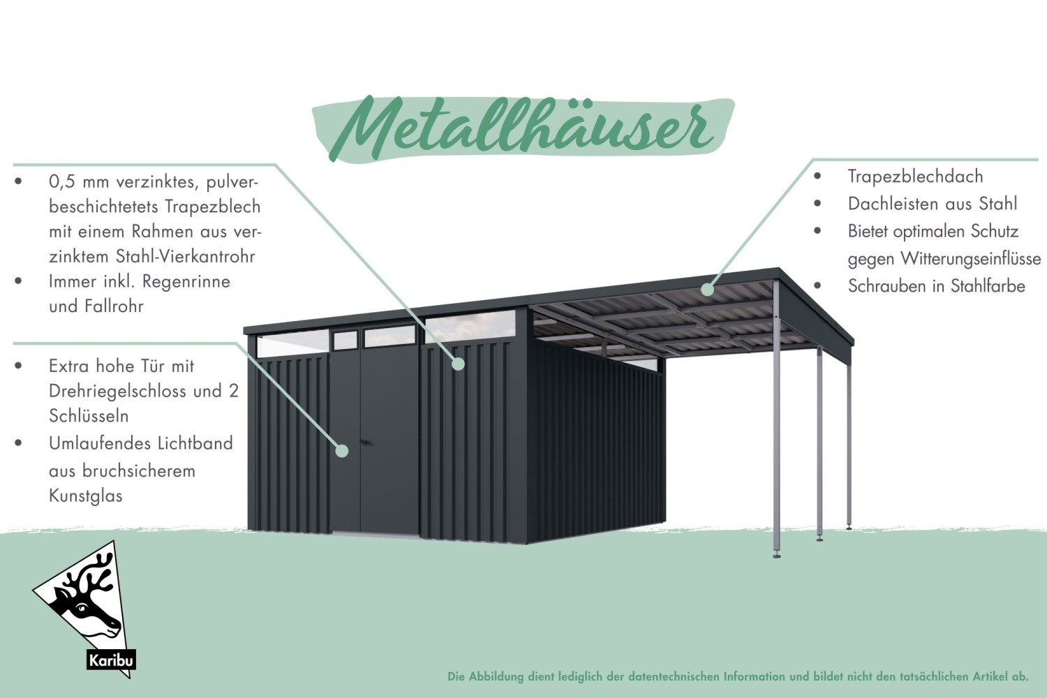 Gartenhaus Metall Metallgerätehaus Østen 2 Metallhaus 232x230cm LAGERABVERKAUF