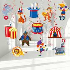 Carnival Hanging Swirl Party Decorations, 30Pcs Circus Clown Animals Theme Party