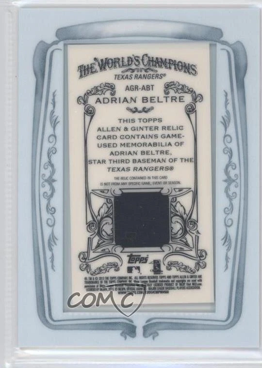 2013 Topps Allen & Ginter's Framed Mini Relics Adrian Beltre #AGR-ABT HOF - Image 2 of 2