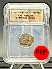Byzantine Bronze Coin 🛡️ ICG Certified – Ancient Cross Motif Empire Treasure ⚱️