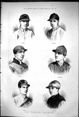 Altes 1875 Portrait berühmte Jockeys Osborne Custance Constable Chaloner viktorianisch