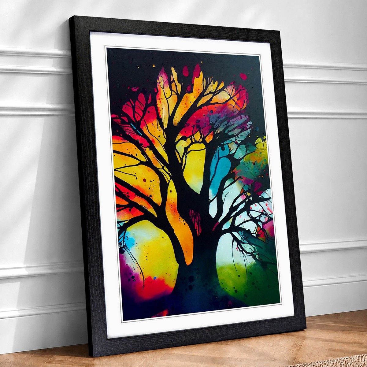 Vibrant Abstract Trees No.4 Framed Wall Art Print Home Decor