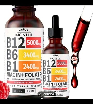 Gotas líquidas MONTUE B12 & B6 - 5000mcg de metilcobalamina con 27, 200mcg,
