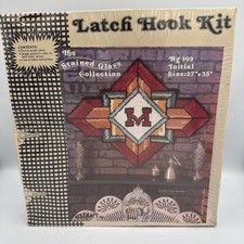 VTG Latch Hook Kit Millcraft Stain Glass Collection Initial Alphabet Chart NOS