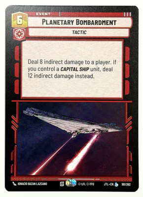 Star Wars Unlimited Planetary Bombardment JTL 181/262 Red Legendary Tactic MINT