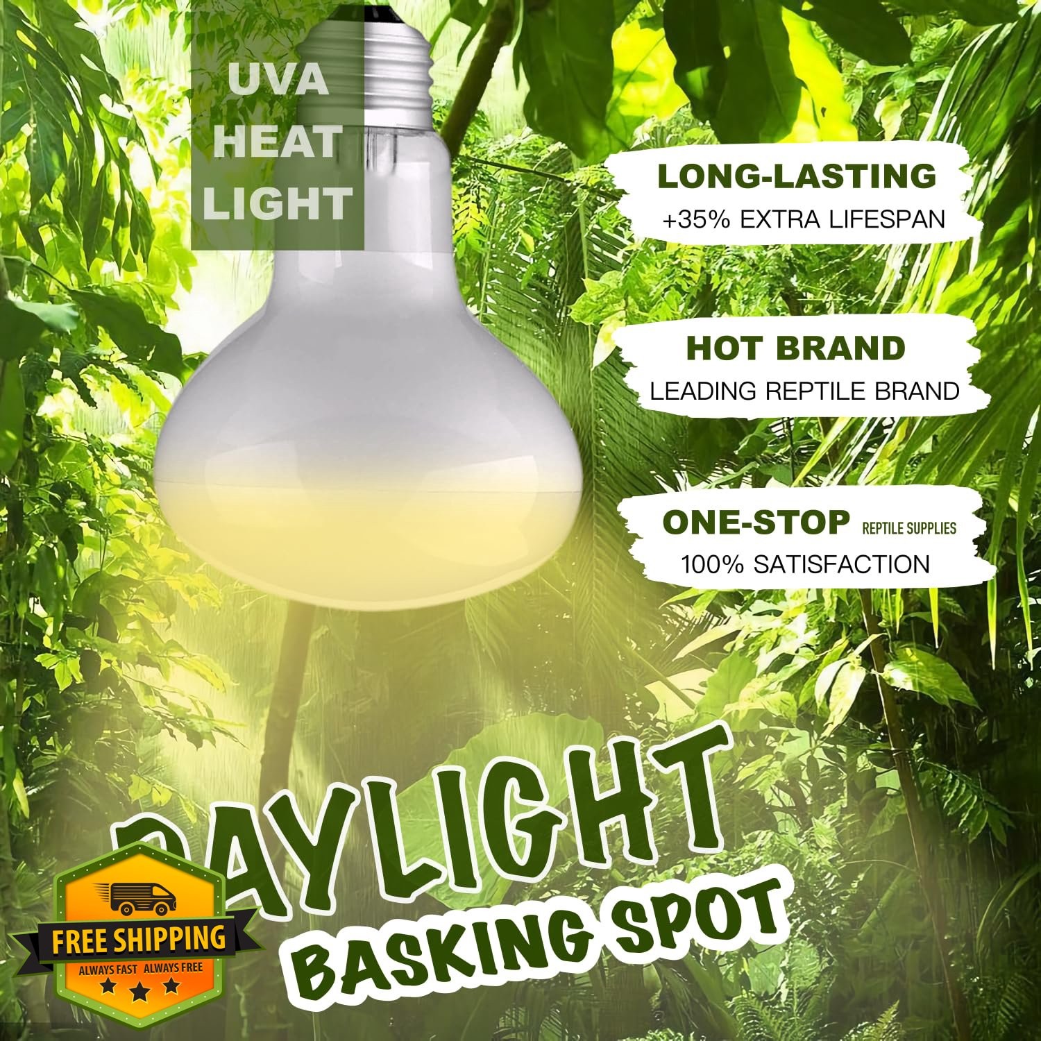 2-Pack Reptile Heat Bulb UVA Daylight Lamp for Lizards Snake