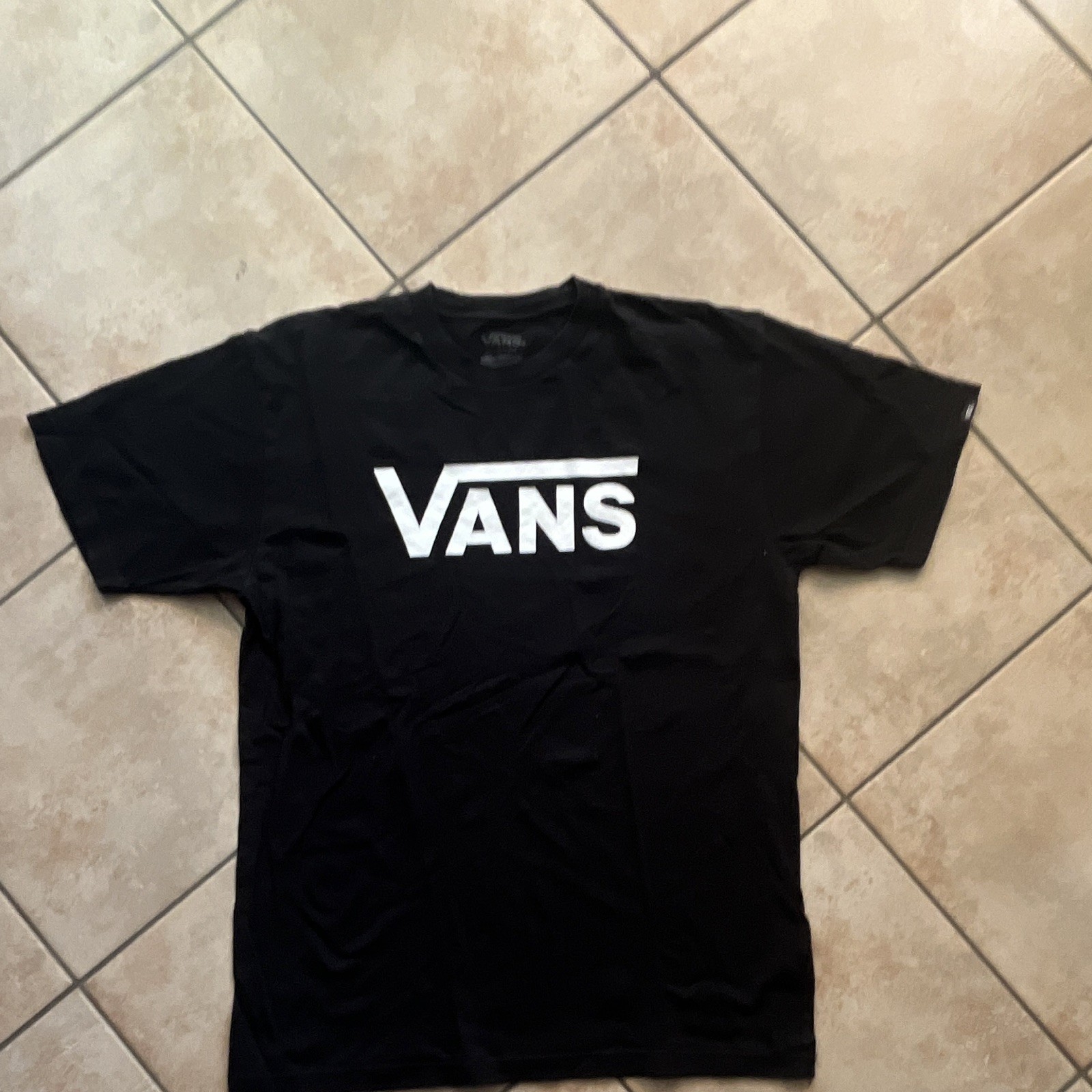 VANS T-shirt Uomo Nera M Classic Fit girocollo manica corta logo bianco