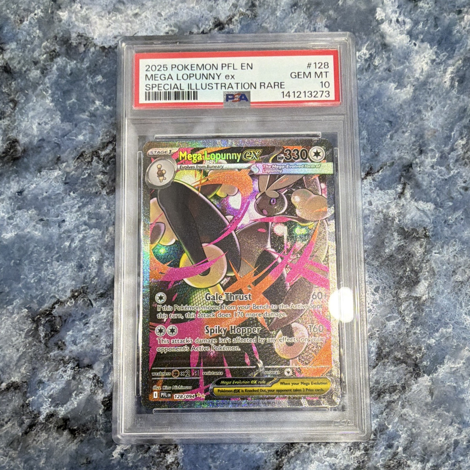 The Pokémon Company Mega Lopunny ex 128/094 Me02 SIR Holo ENG 2025 PSA 10 view 2