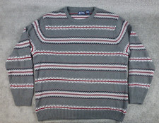 VTG Chaps Sweater Heavy Knit Mens XXL Gray Pullover Classic Fair Isle Crew Neck