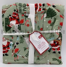 Pottery Barn Kids Adult Candy Cane Santa Village Flannel Pajama Set XL S4037