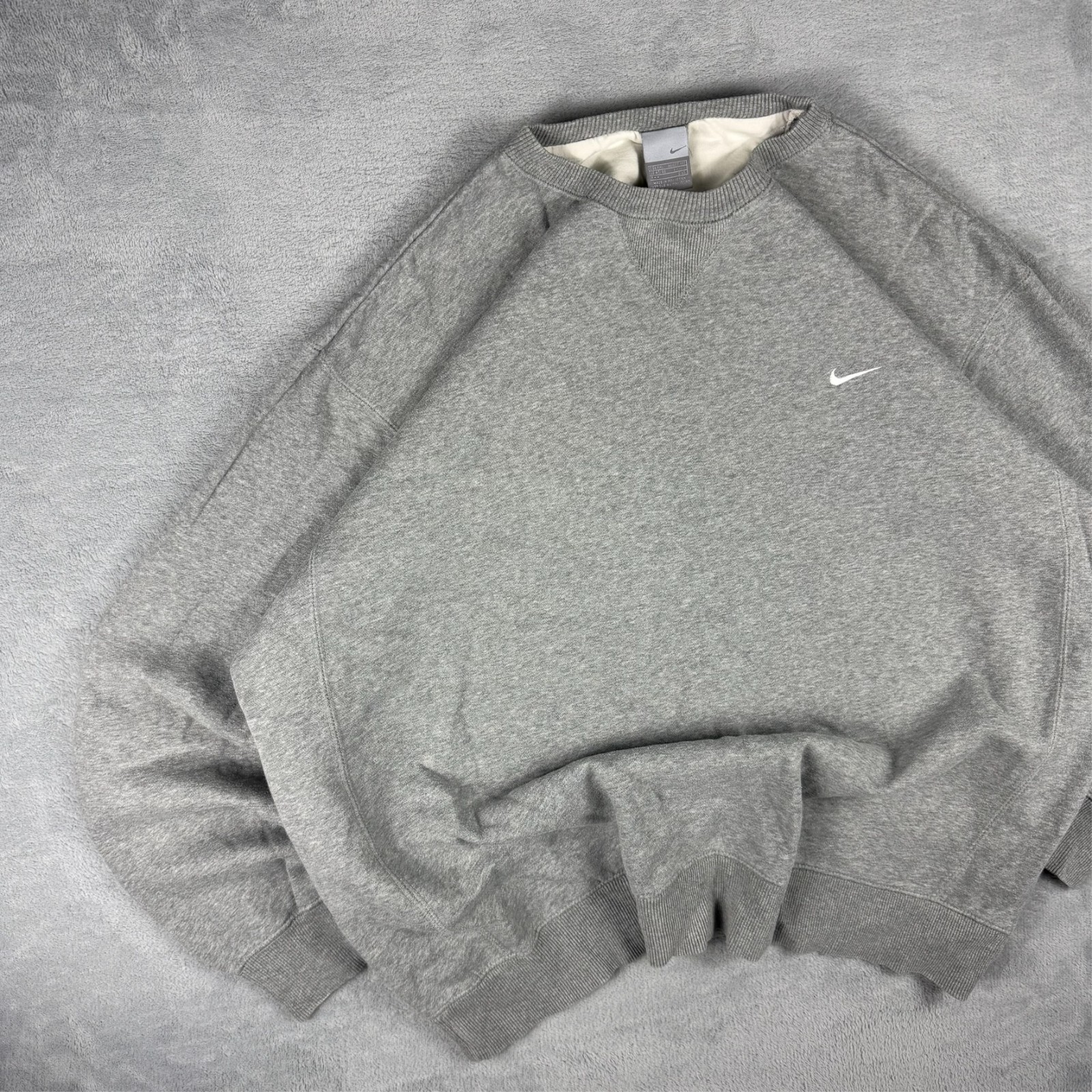 Vintage Nike 2000's Y2K Grey Mini Swoosh Size XXL Pullover Sweatshirt image 2