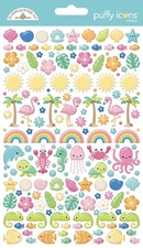 Doodlebug Puffy Stickers-Icons, Summer Fun
