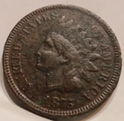 1875 xf Details Indian FULL Liberty Head Cent Penny Tougher Date NICE  Semi KEY
