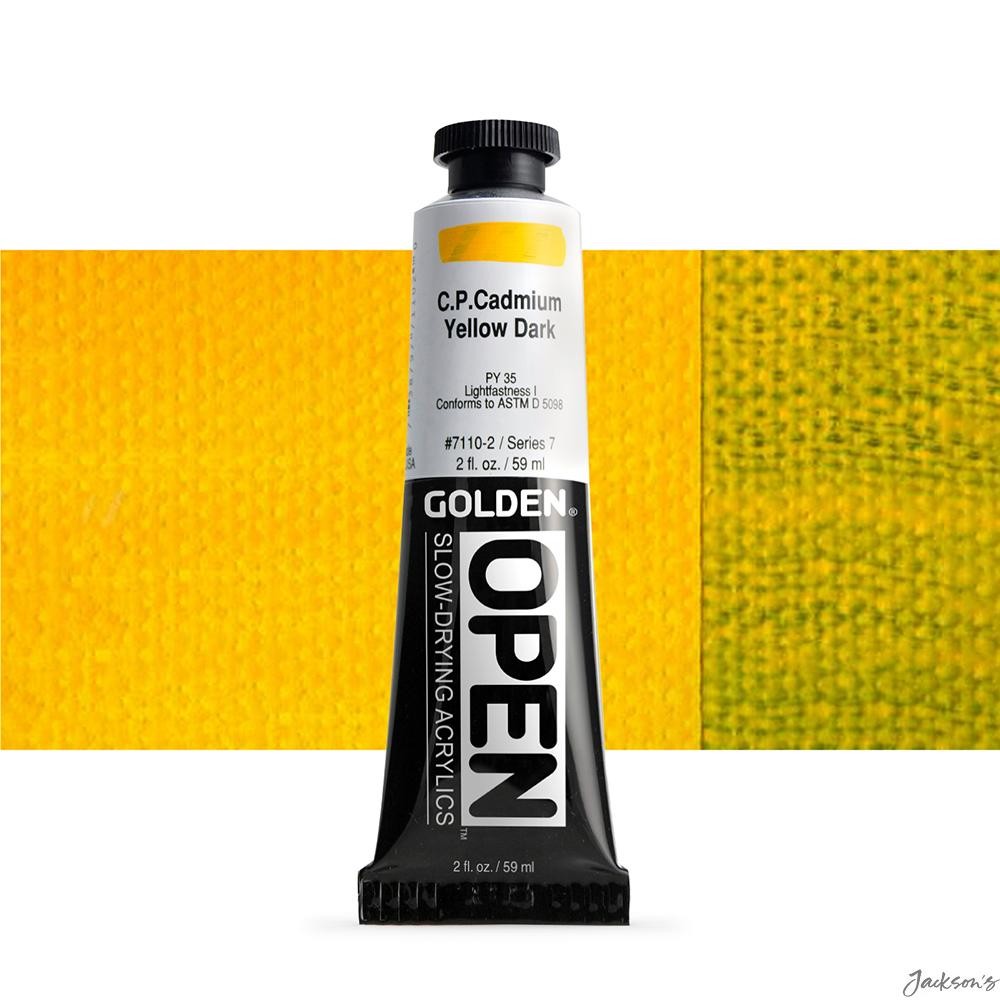 Golden Open Acrylic Paint Cadmium Yellow Dark 59ml Tube For Artists Painting