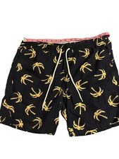 Mossimo Swim Trunks Men  s Colorful Blue Drawstring with Palm Trees Size L
