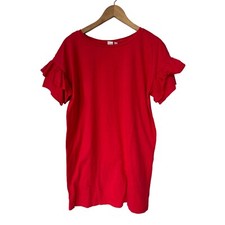 Gap Short Ruffle Sleeve Tunic Mini Dress Women S Crew Neck Pullover Salmon Pink