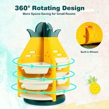Kids Toy Organizer 360 Revolving W/Plastic Shelf Storage Bins Pineapple Toy Box