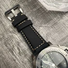 For OFFICINE PANERAI PAM 24mm Replacement Black Calf Leather Watch Strap Band