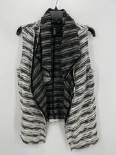 Dolan Anthropologie Sweater Vest Womens Medium black Tan Stripe Waterfall Boho