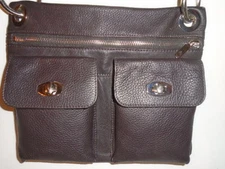  DANIER LEATHER VILLAGE BAG  6 POCKET/POUCH  X BODY MESSENGER  RETAIL $188