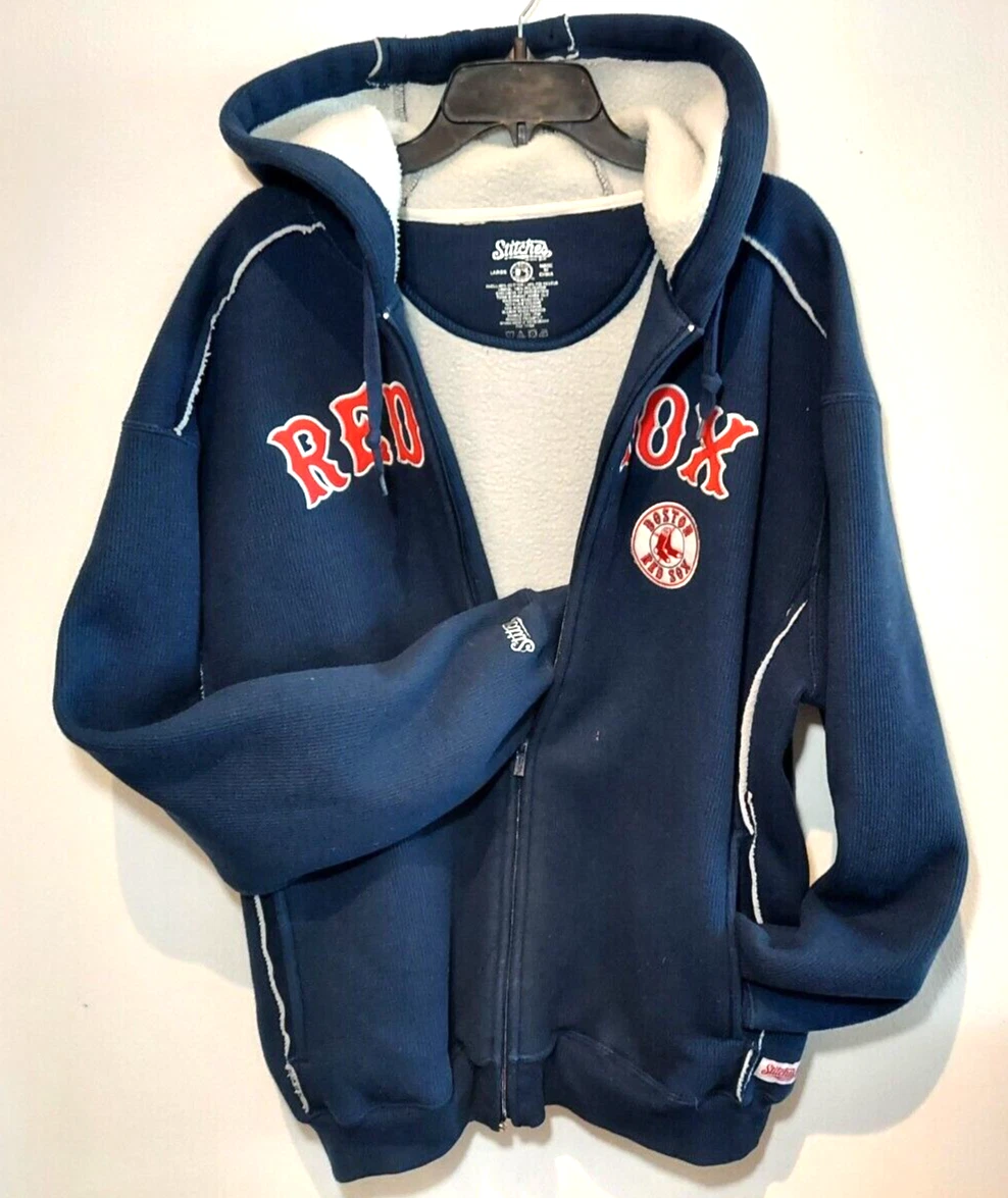 Rare! BOSTON RED SOX Thick L Fleece Hoodie Jacket BASEBALL