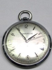 Vintage Caravelle Base Metal Pocket Watch. SIZE 43 MM -7 JEWELS  11DP