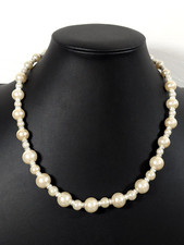 Retro Cream Faux Pearl Round Beaded Bridal Statement Necklace 22 in
