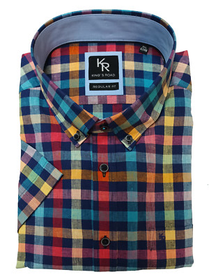 King's Road Herren Übergröße Premium Marke Hemd Blau Größe 2XL bis 5XL